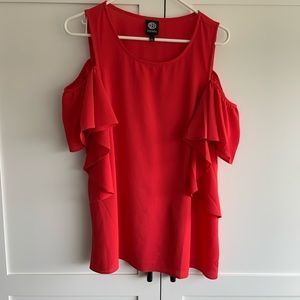 Coral/red Open Shoulder Blouse